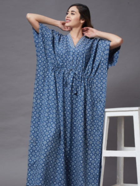 Printed Cotton Kaftan Nighty