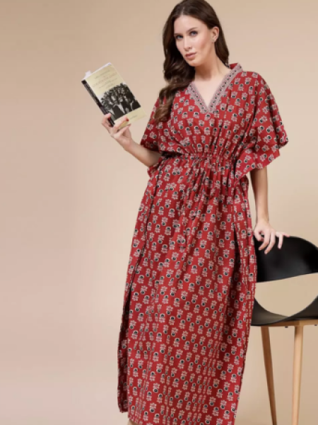 Geometric Print Kaftan Nighty