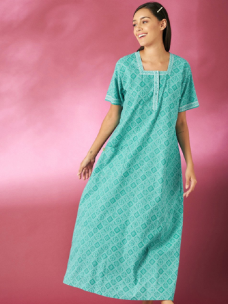 Green Cotton Nighty