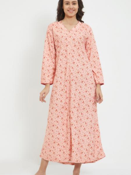 Pink Full Sleeve Nighty