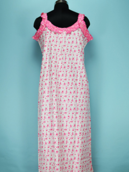 Pink Print Sleeveless Nighty