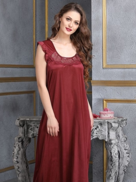 Maroon Silk Nightgown